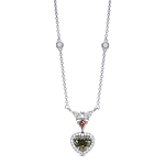 Chameleon Heart and Kite Diamond Halo Drop Pendant