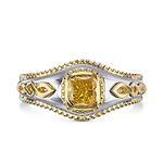 Men's Fancy Intense Yellow Cushion Solitaire Diamond Ring
