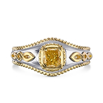 Men's Fancy Intense Yellow Cushion Solitaire Diamond Ring