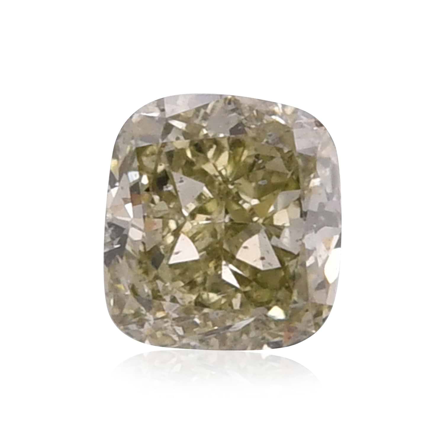0.56 Carat Fancy Gray Greenish Yellow Cushion Diamond (I1) GIA