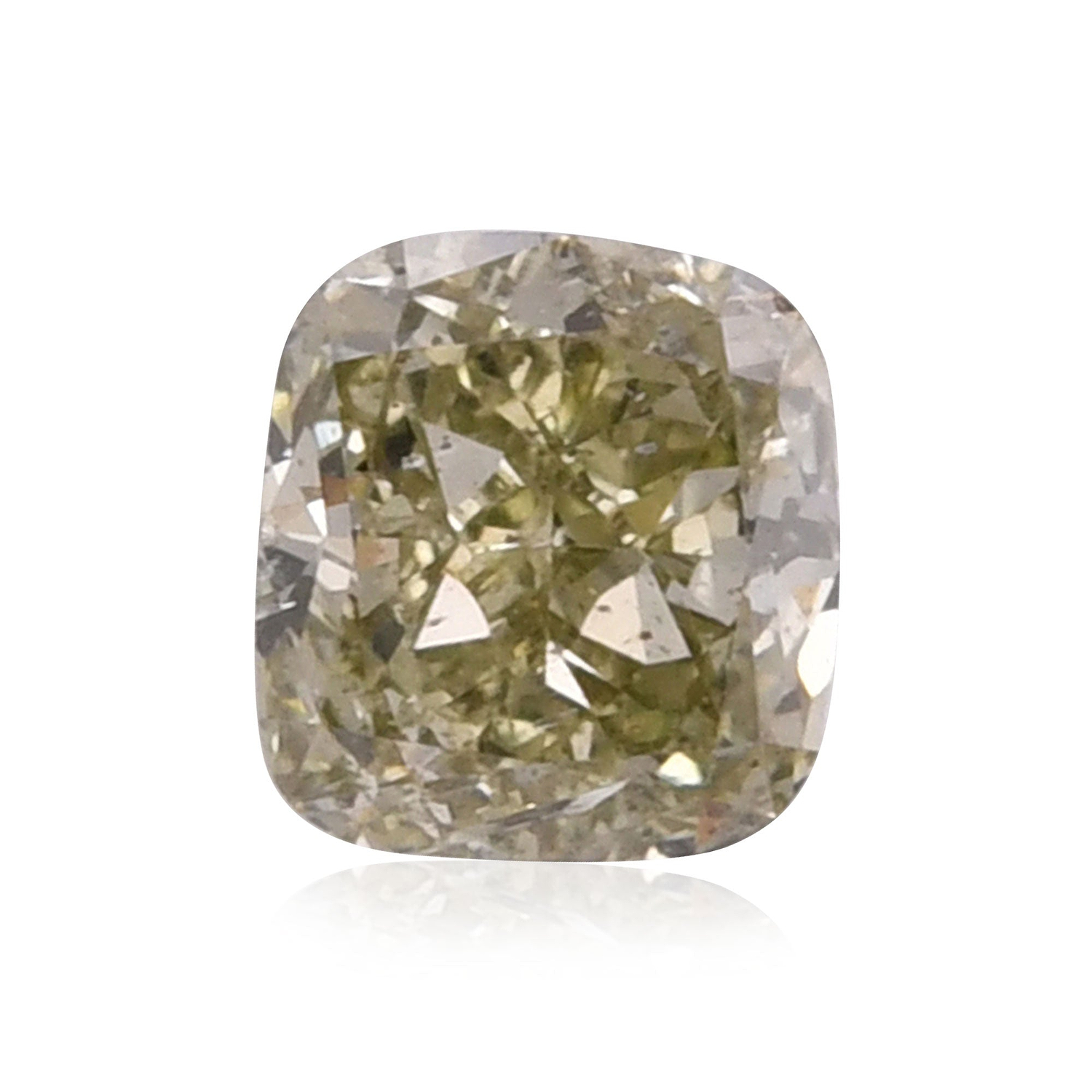 0.56 Carat Fancy Gray Greenish Yellow Cushion Diamond (I1) GIA