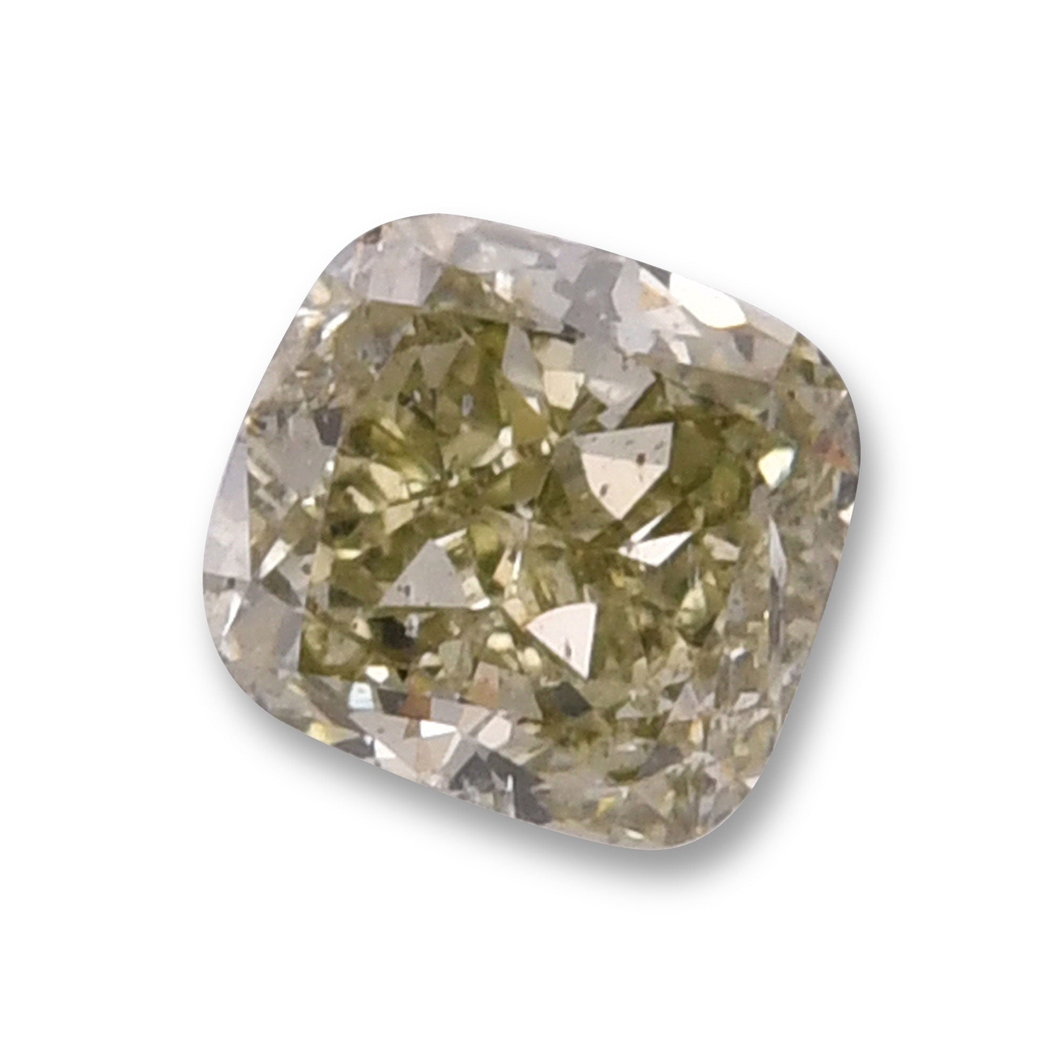 0.56 Carat Fancy Gray Greenish Yellow Cushion Diamond (I1) GIA