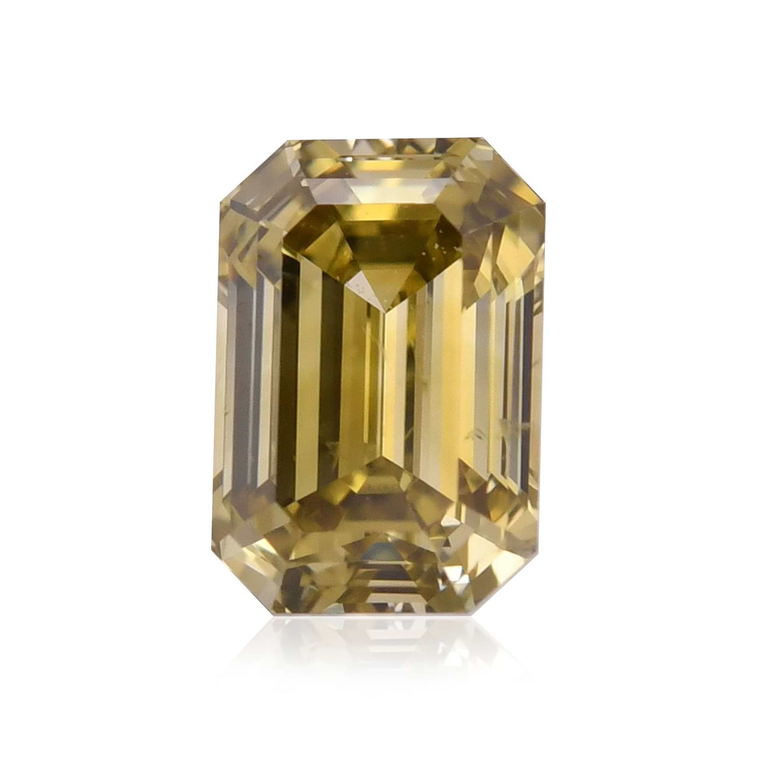 0.65 Carat Fancy Deep Brownish Greenish Yellow Emerald Diamond SI2 GIA