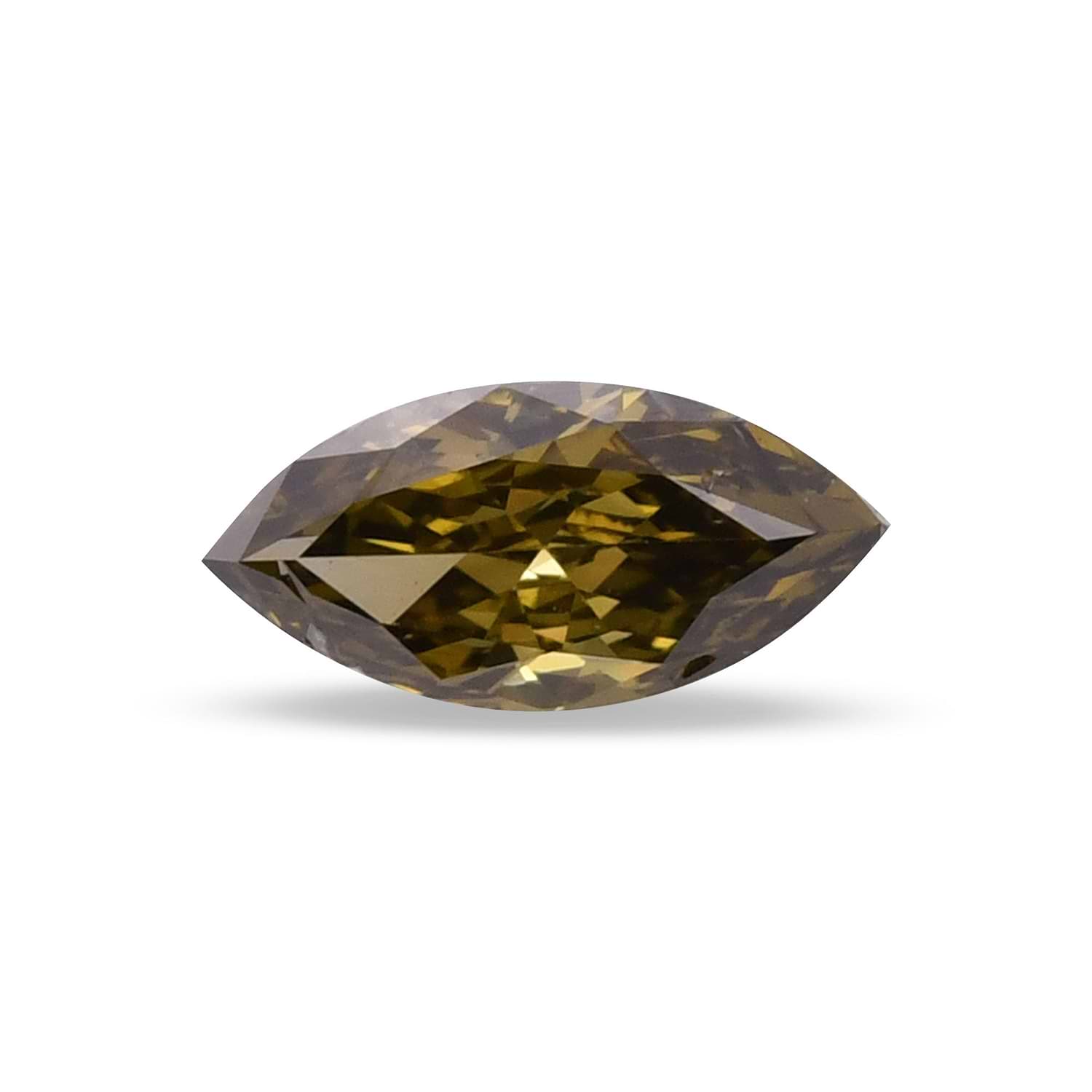 0.54 Carat Fancy Dark Brown Greenish Yellow Marquise Diamond (I1) GIA