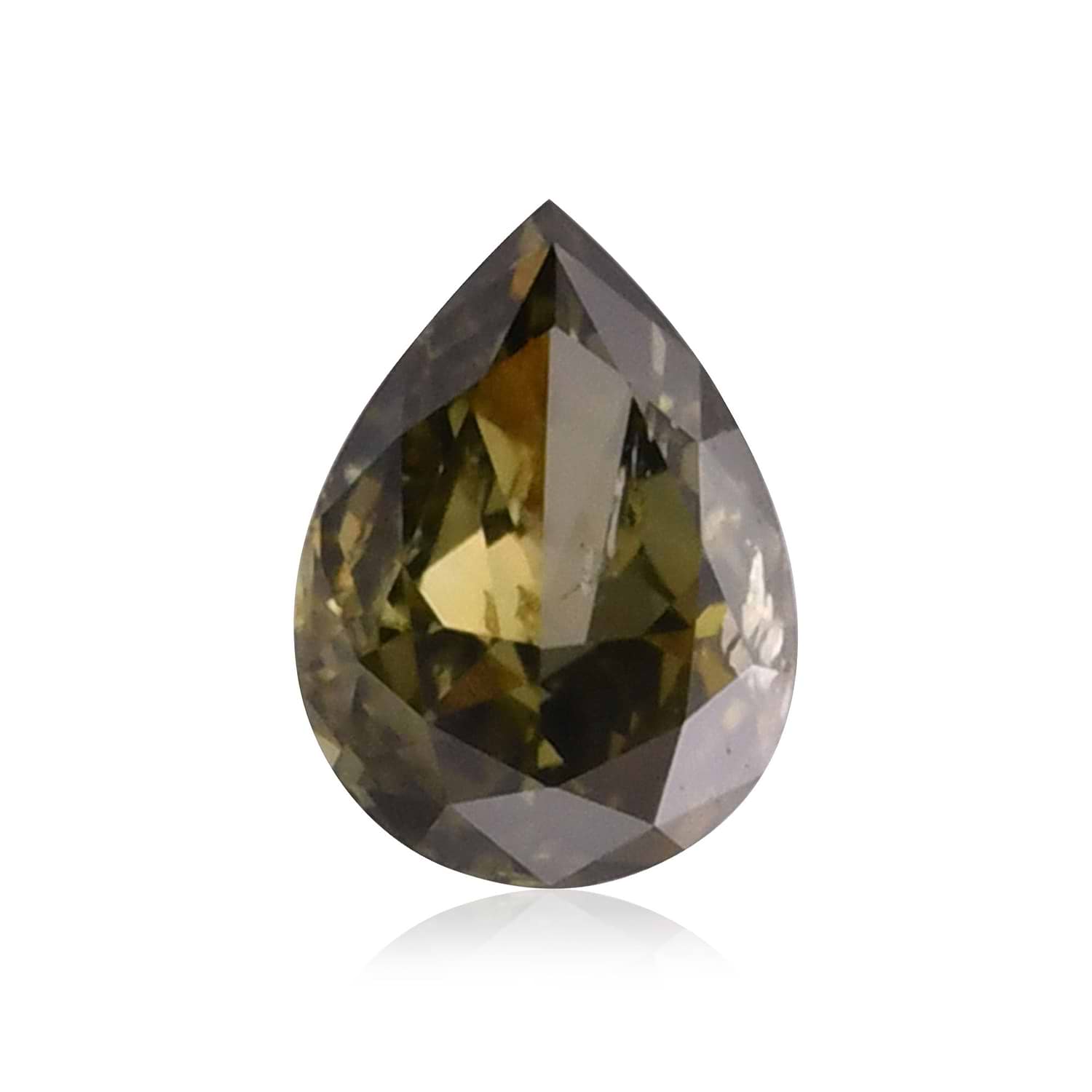 0.39 Carat Fancy Deep Grayish Yellowish Green Pear Diamond (SI2) GIA