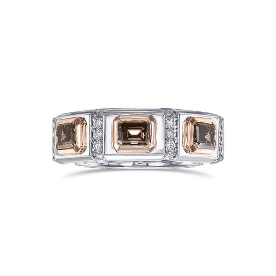 Men's Fancy Brown Three-stone Diamond Ring