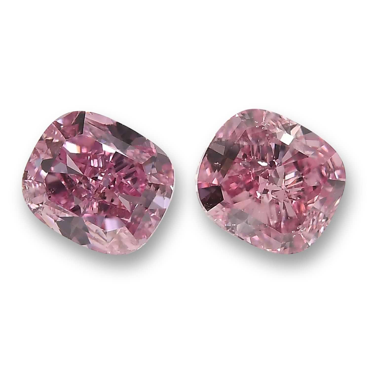 2.05 Carat Fancy Vivid Purplish Pink Cushion Diamonds SI2