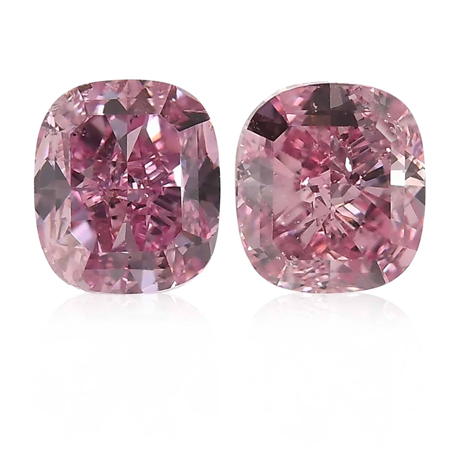 2.05 Carat Fancy Vivid Purplish Pink Cushion Diamonds SI2