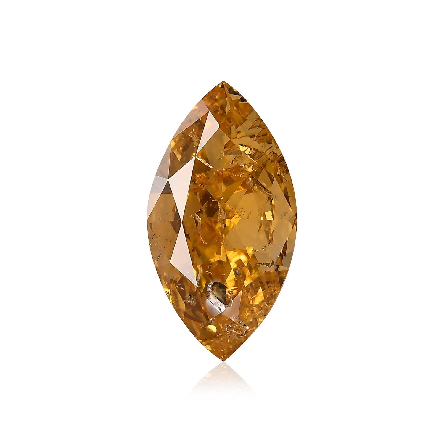 1.70 Carat Fancy Intense Yellow Orange Marquise Diamond GIA