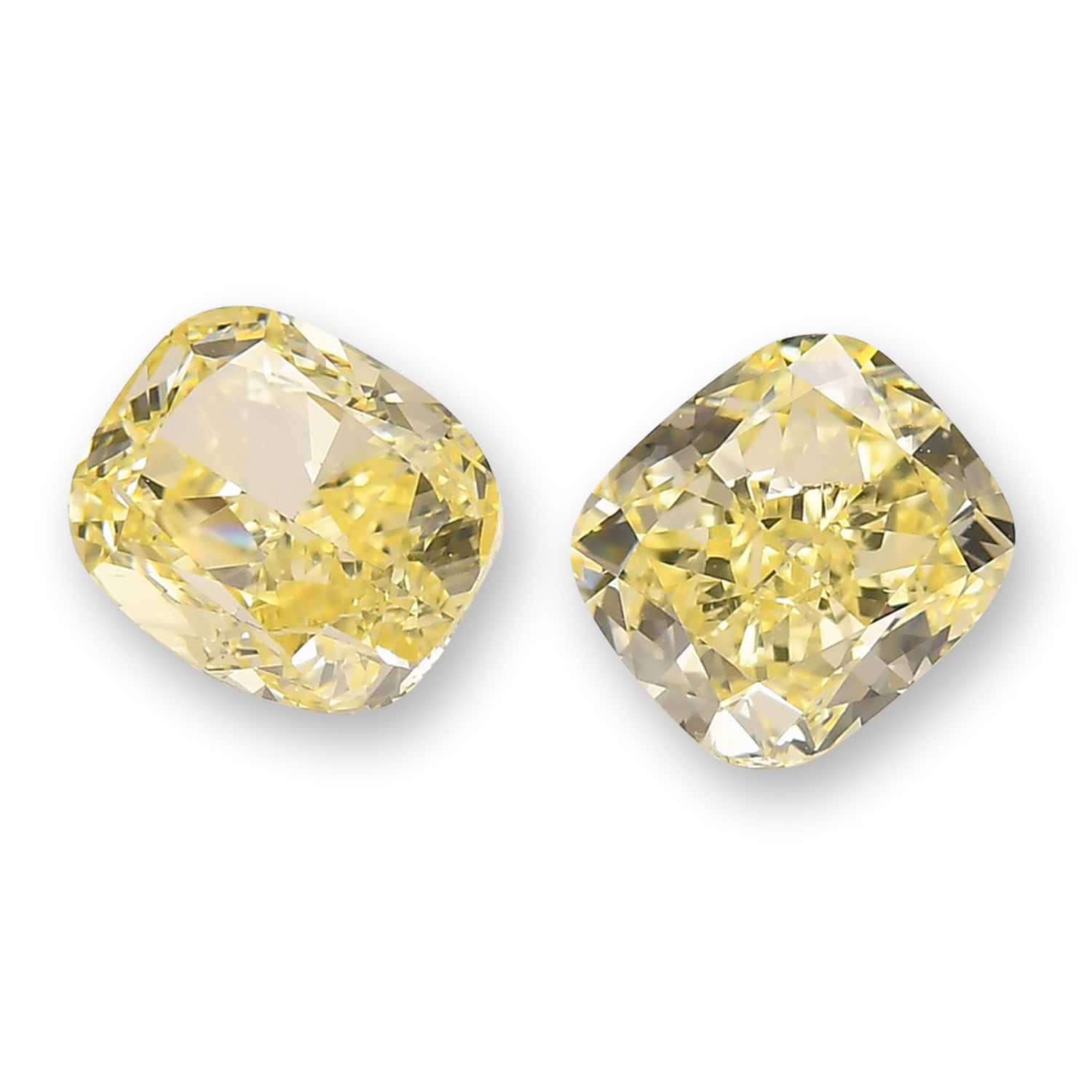4.04 Carat Fancy Yellow Cushion Diamonds VS2