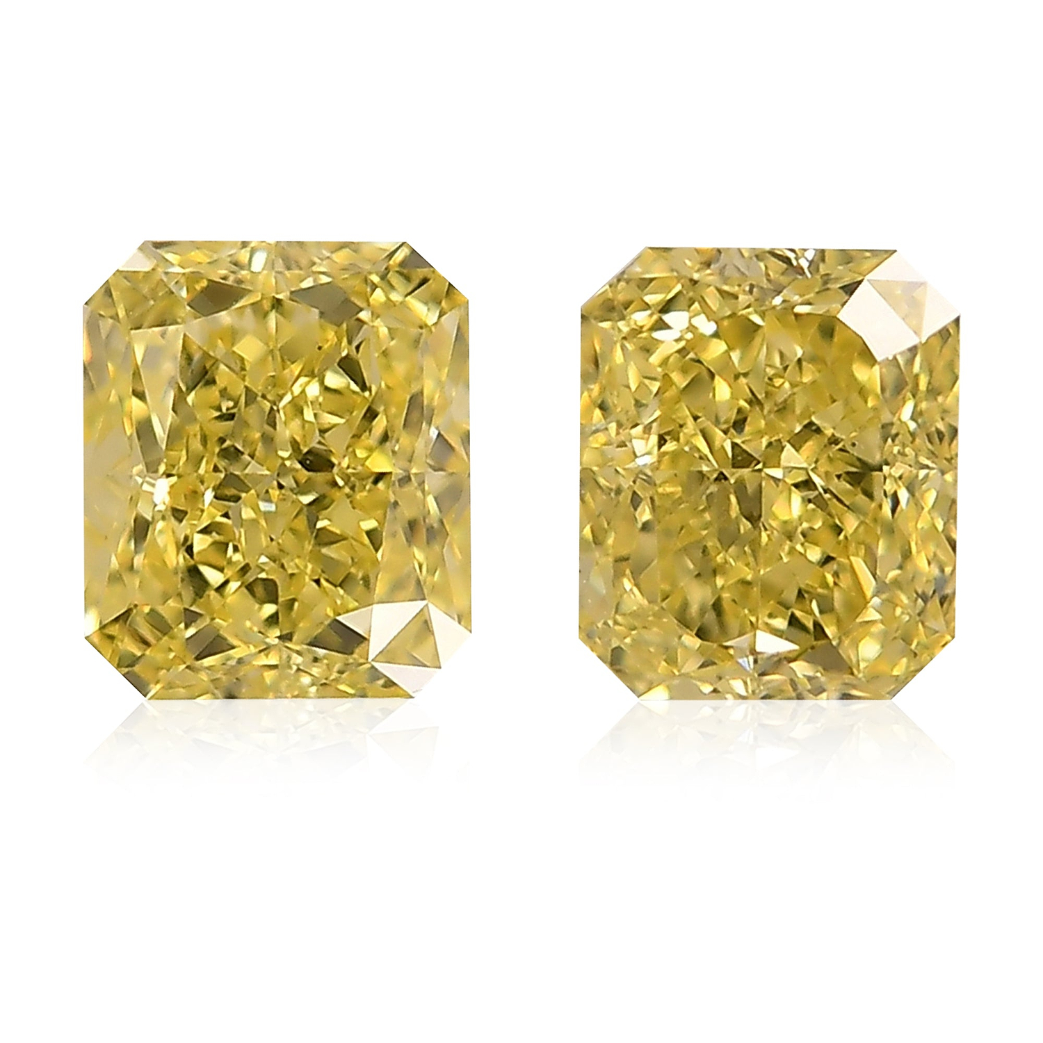2.02 Carat Fancy Intense Yellow Radiant Diamonds VS2