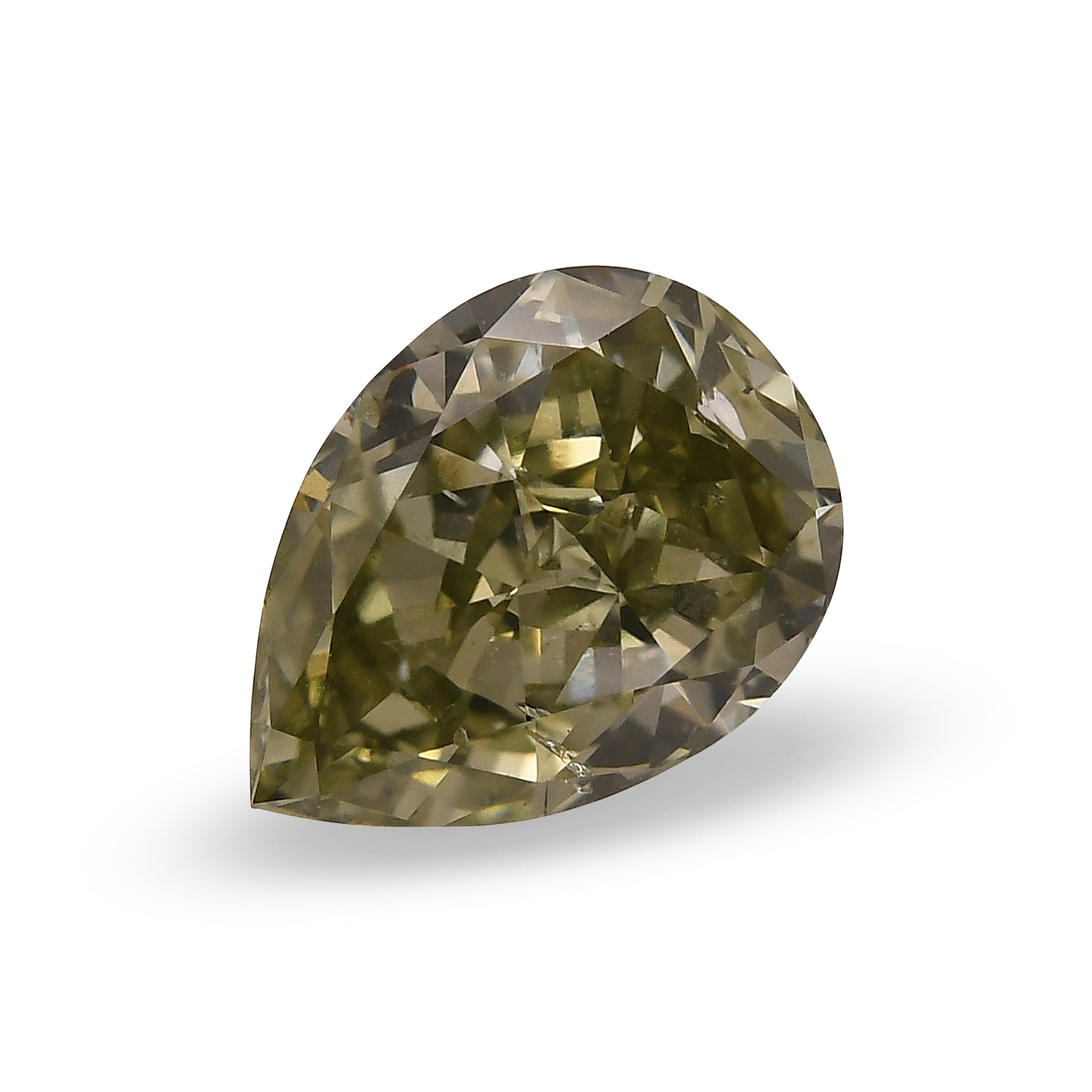 0.88 Carat Fancy Grayish Yellowish Green Pear Diamond SI2 GIA