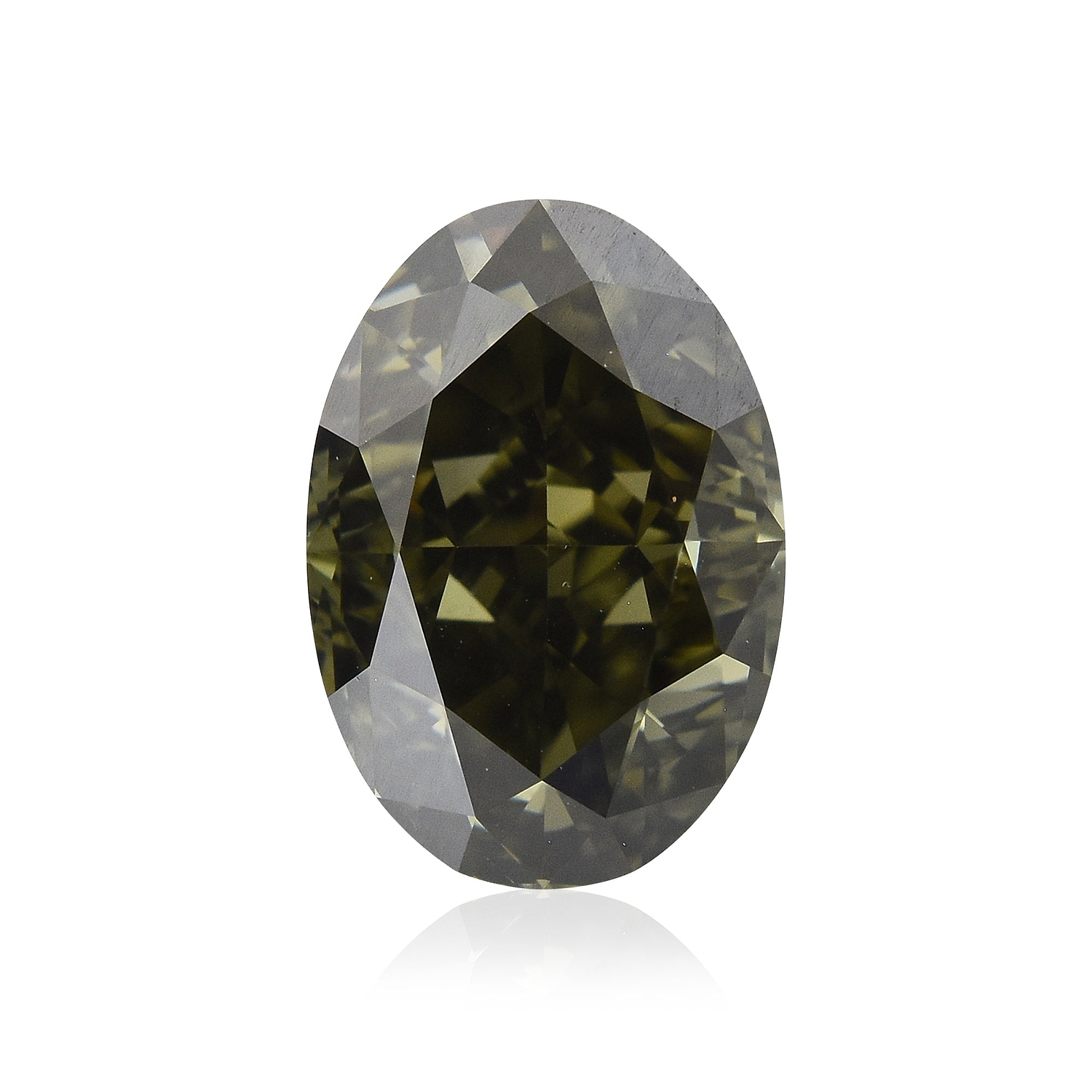 1.15 Carat Fancy Dark Gray Green Oval Diamond VS2 GIA