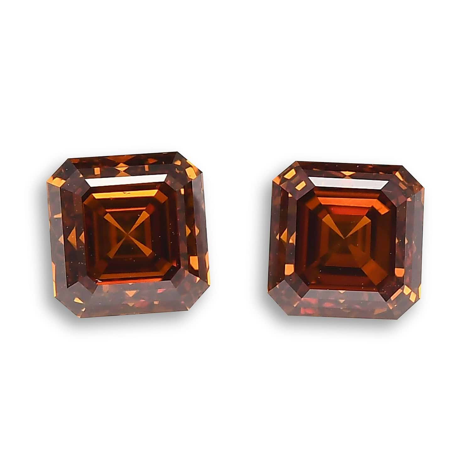 2.10 Carat Fancy Deep Brown Orange Asscher Diamonds SI2