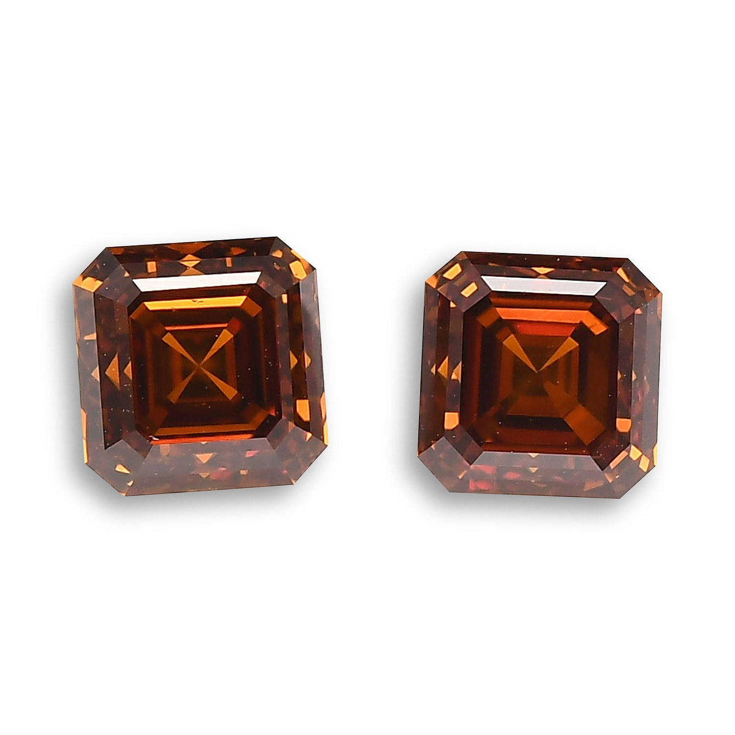 2.10 Carat Fancy Deep Brown Orange Asscher Diamonds SI2