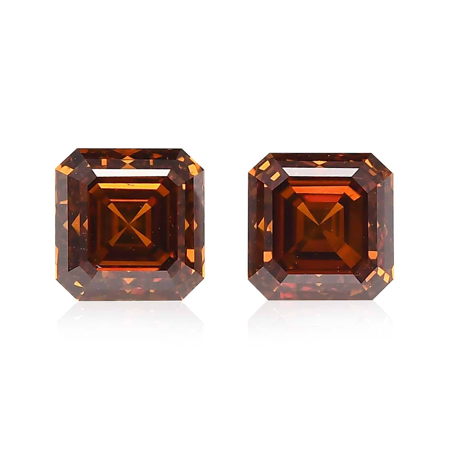 2.10 Carat Fancy Deep Brown Orange Asscher Diamonds SI2