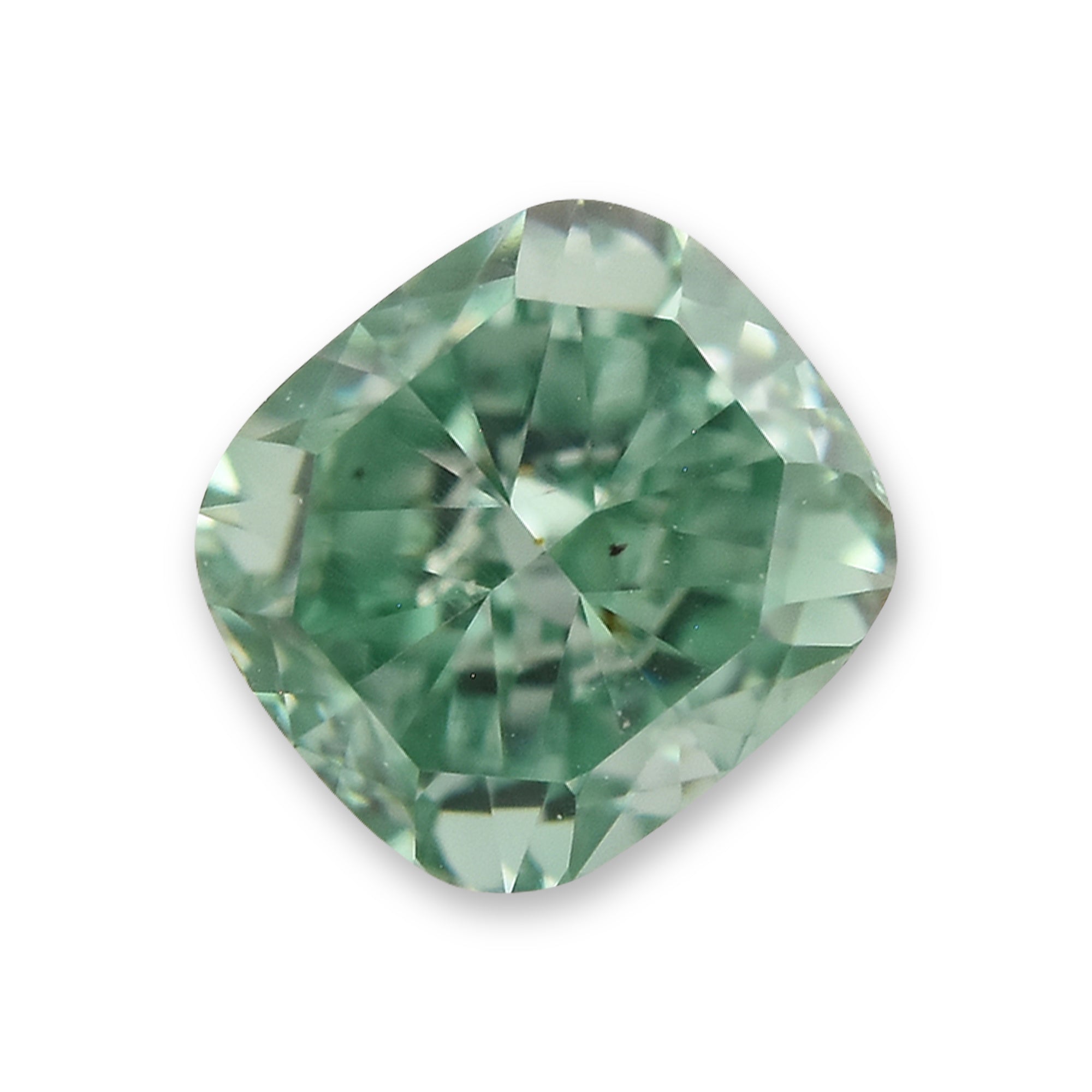 0.25 Carat Fancy Vivid Bluish Green Cushion Diamond SI1 GIA