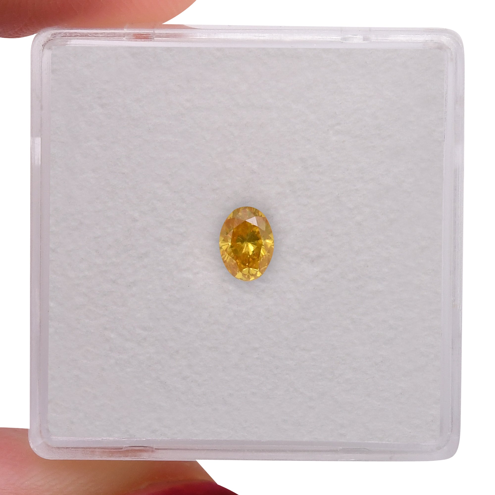 0.28 Carat Fancy Vivid Orangy Yellow Oval Diamond SI1 GIA | LEIBISH
