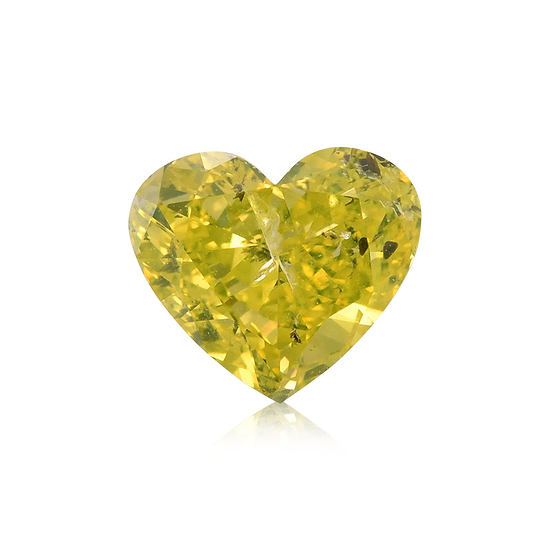 2.02 Carat Fancy Vivid Greenish Yellow HEART Diamond (I2) GIA