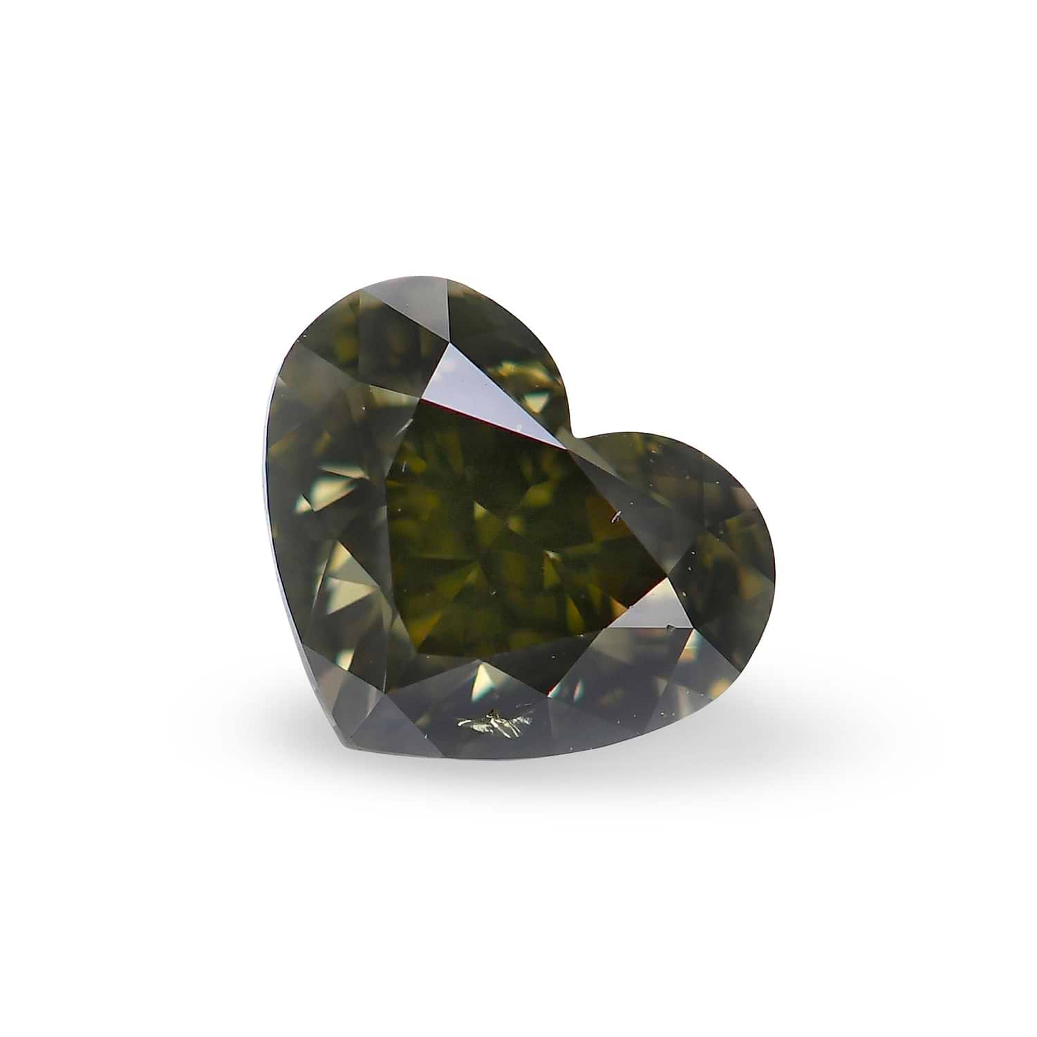 1.01 Carat Fancy Dark Gray Yellowish Green HEART Diamond SI2 GIA