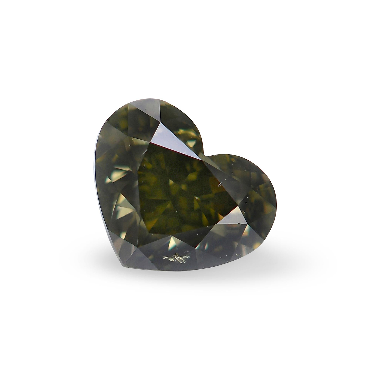 1.01 Carat Fancy Dark Gray Yellowish Green HEART Diamond SI2 GIA