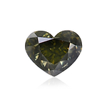 1.01 Carat Fancy Dark Gray Yellowish Green HEART Diamond SI2 GIA
