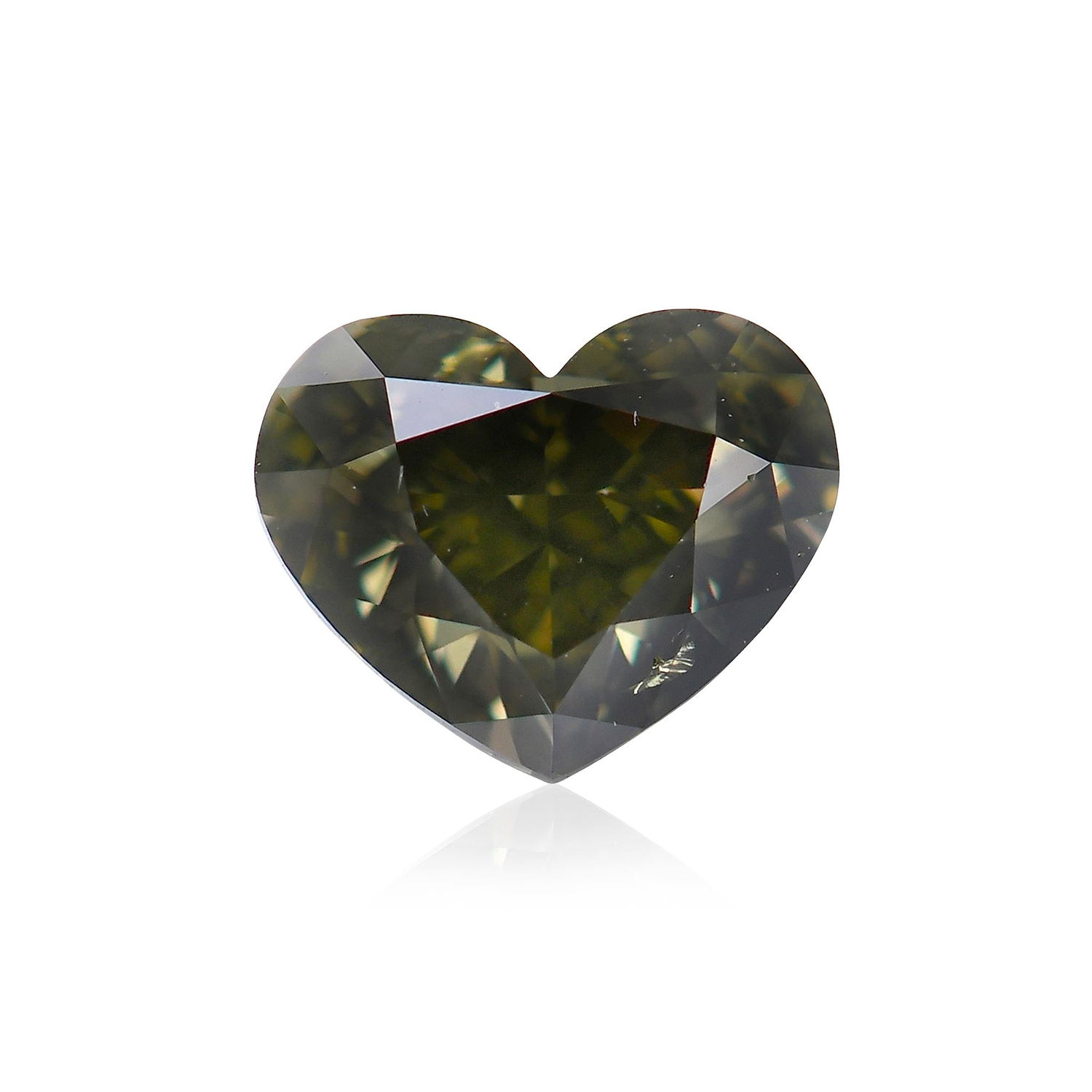 1.01 Carat Fancy Dark Gray Yellowish Green HEART Diamond SI2 GIA