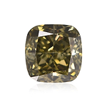 0.36 Carat Fancy Dark Greenish Yellow Brown Cushion Diamond VS2 GIA