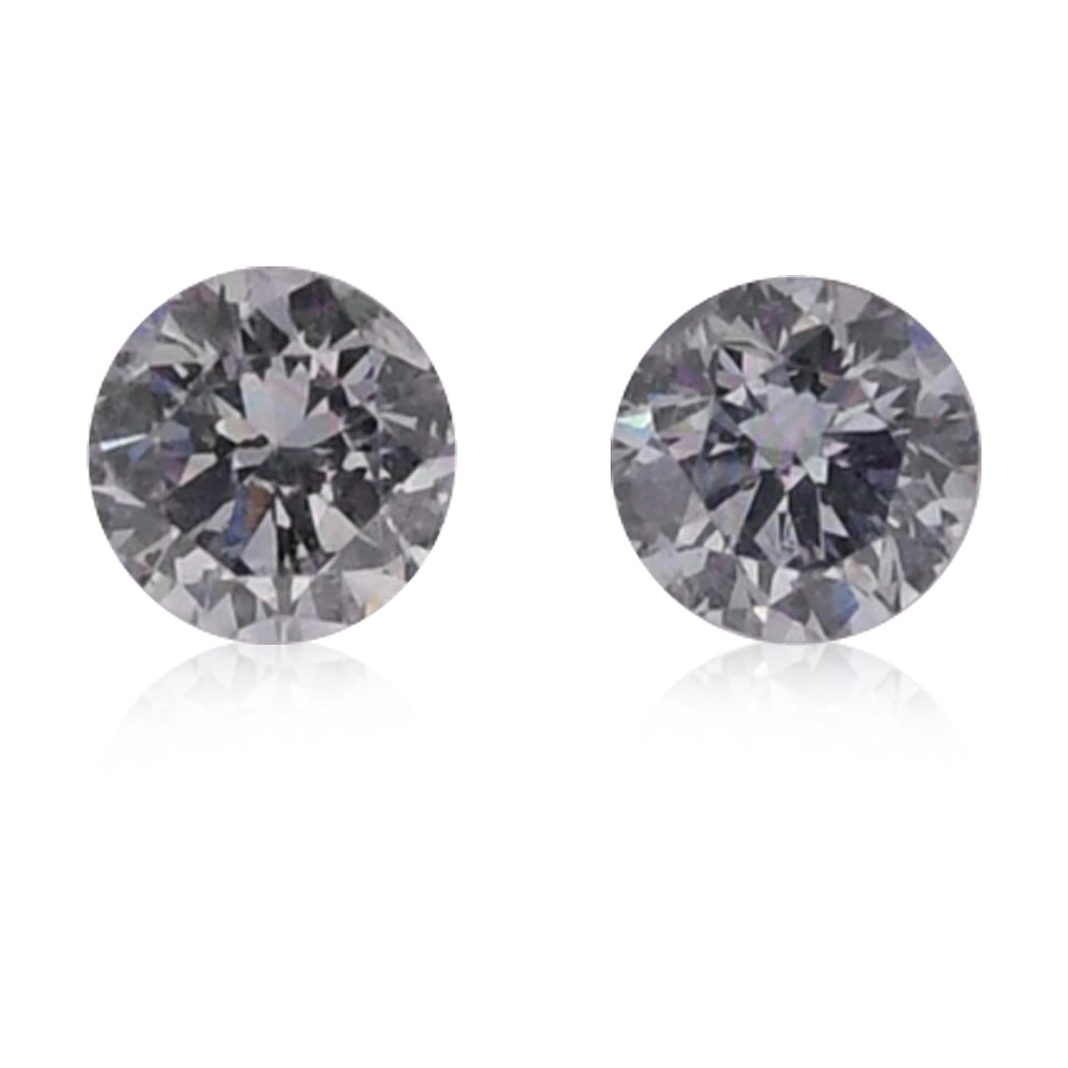 0.11 Carat Fancy Bluish Gray Round Brillant Diamonds I1 IGI