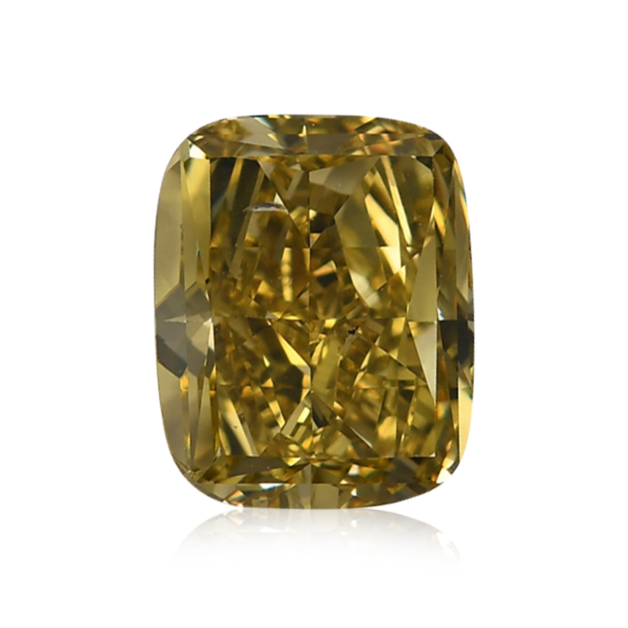 3.01 Carat Fancy Deep Brownish Greenish Yellow Cushion Diamond SI1