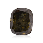 4.06 Carat Fancy Dark Gray Yellowish Green Cushion Diamond (SI2) GIA