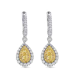 Fancy Intense Yellow Pear Diamond Halo Drop Earrings