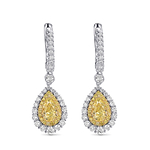 Fancy Intense Yellow Pear Diamond Halo Drop Earrings