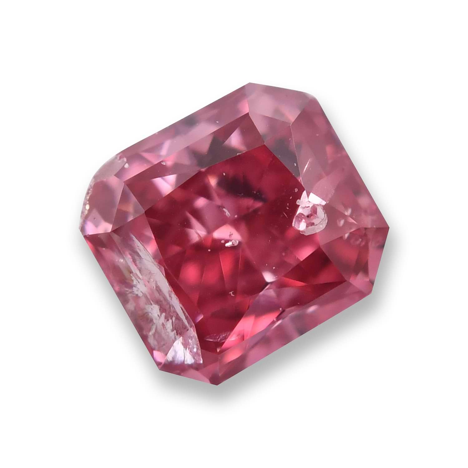 0.24 Carat Fancy Deep Purplish Pink Radiant Diamond (I2) GIA