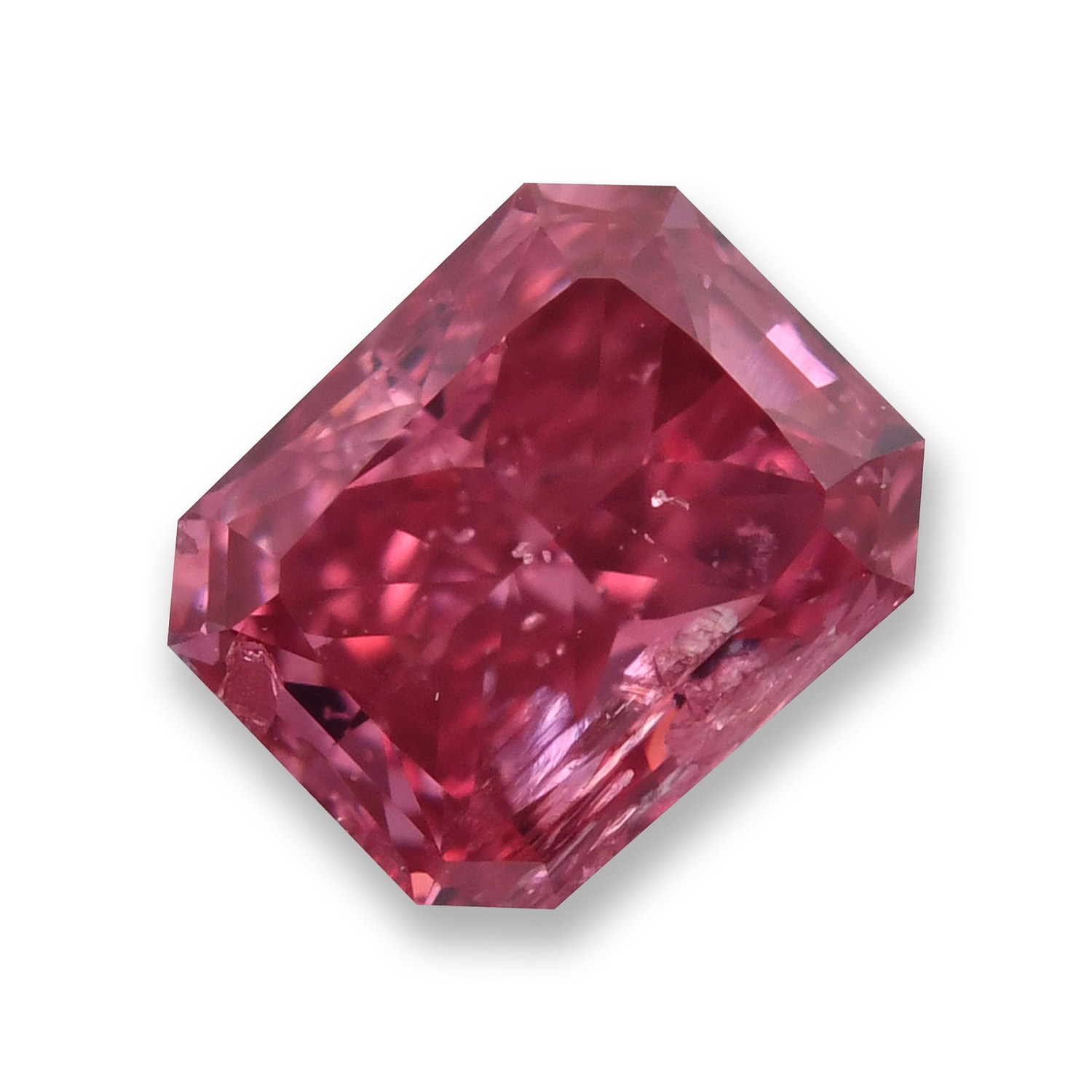 0.22 Carat Fancy Vivid Pink Radiant Diamond (I2) GIA