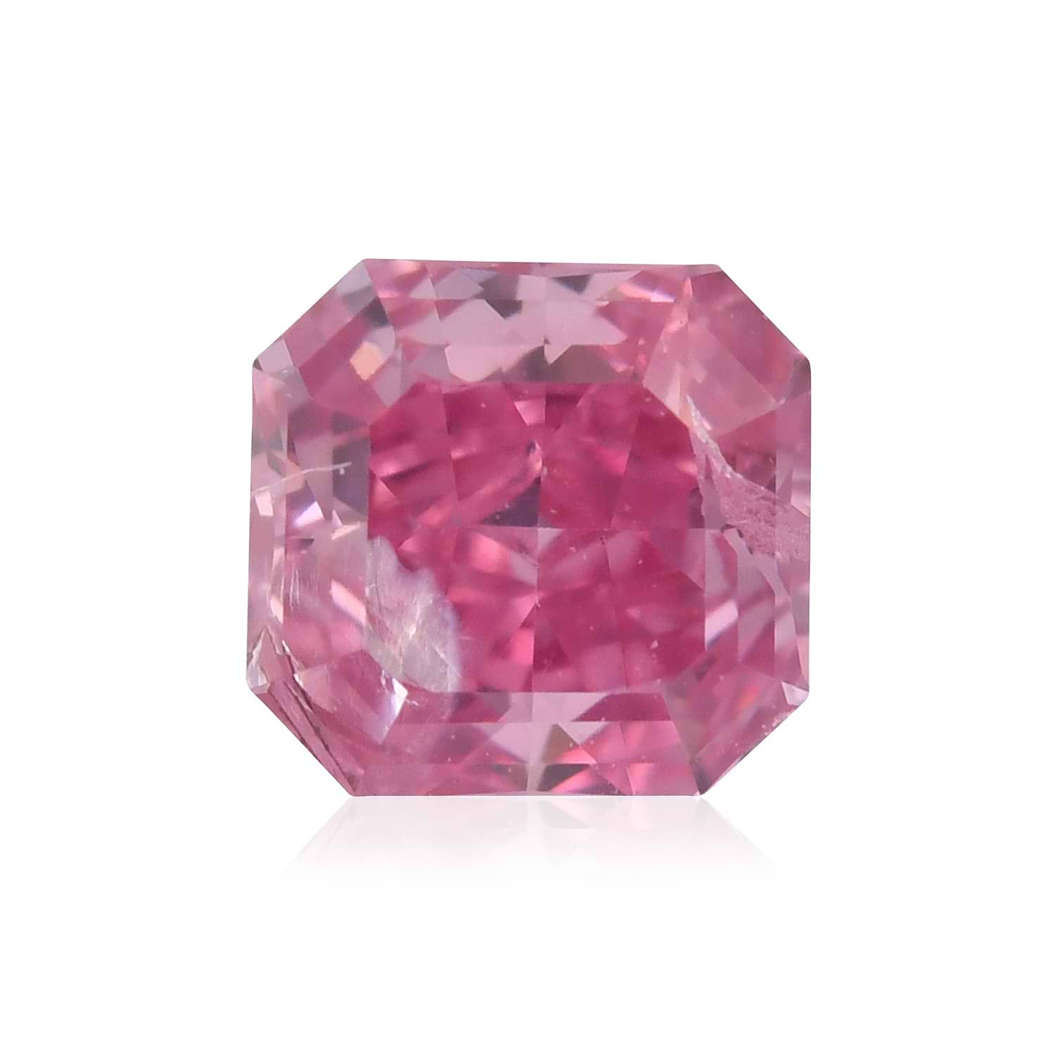 0.25 Carat Fancy Vivid Purplish Pink Radiant Diamond (I2) GIA