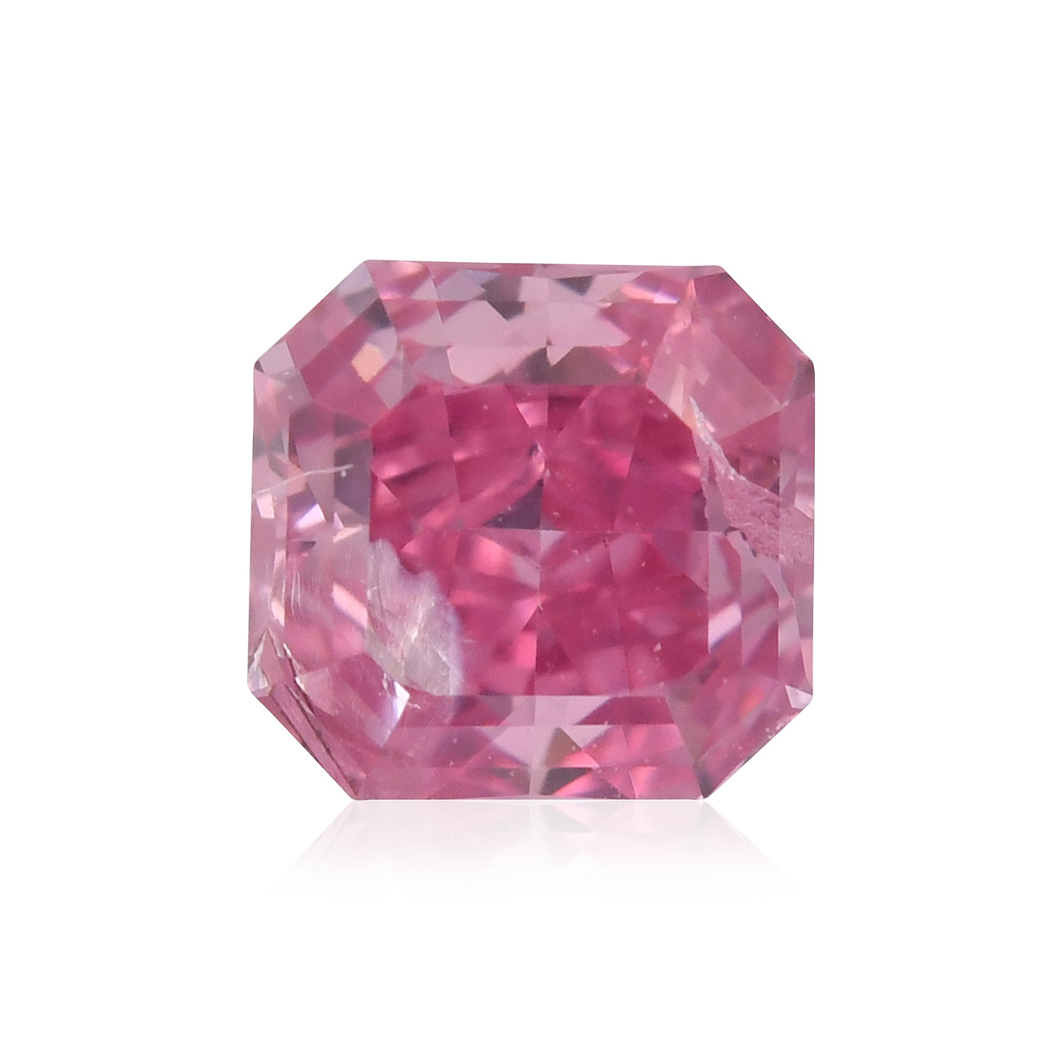 0.25 Carat Fancy Vivid Purplish Pink Radiant Diamond (I2) GIA