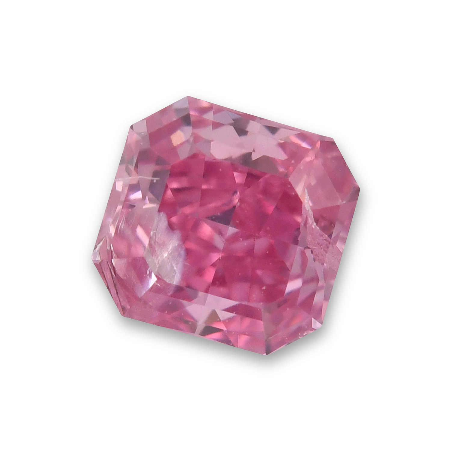 0.25 Carat Fancy Vivid Purplish Pink Radiant Diamond (I2) GIA