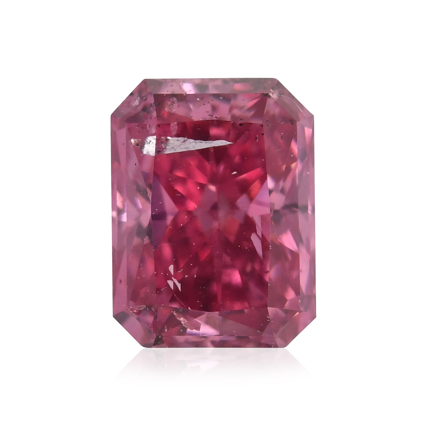 0.35 Carat Fancy Vivid Purplish Pink Radiant Diamond (I2) GIA