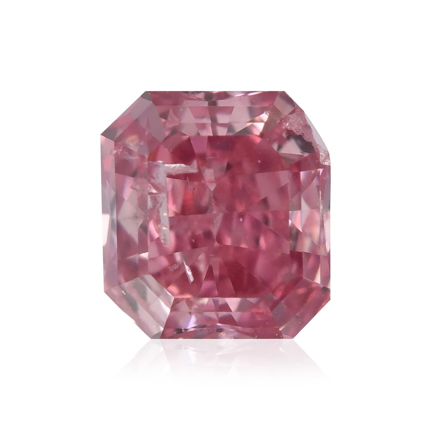 0.19 Carat Fancy Intense Purplish Pink Radiant Diamond (I2) GIA