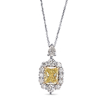 Fancy Yellow Radiant Halo Diamond Pendant