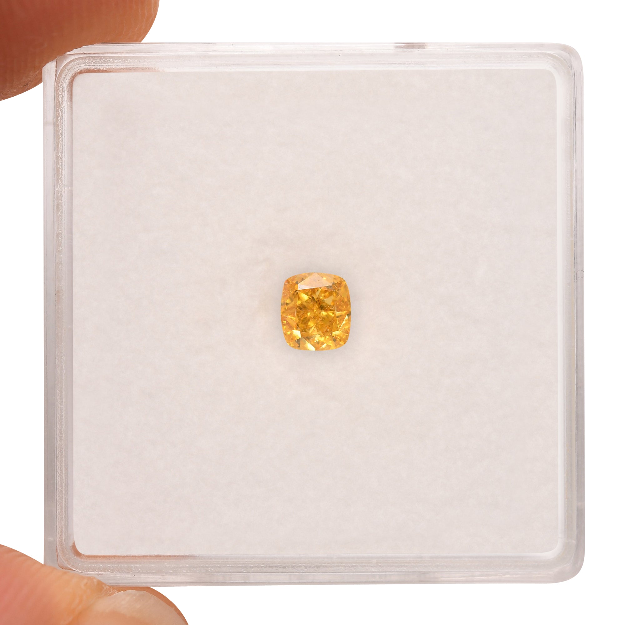 0.37 Carat Fancy Vivid Orange Yellow Cushion Diamond VS2 GIA