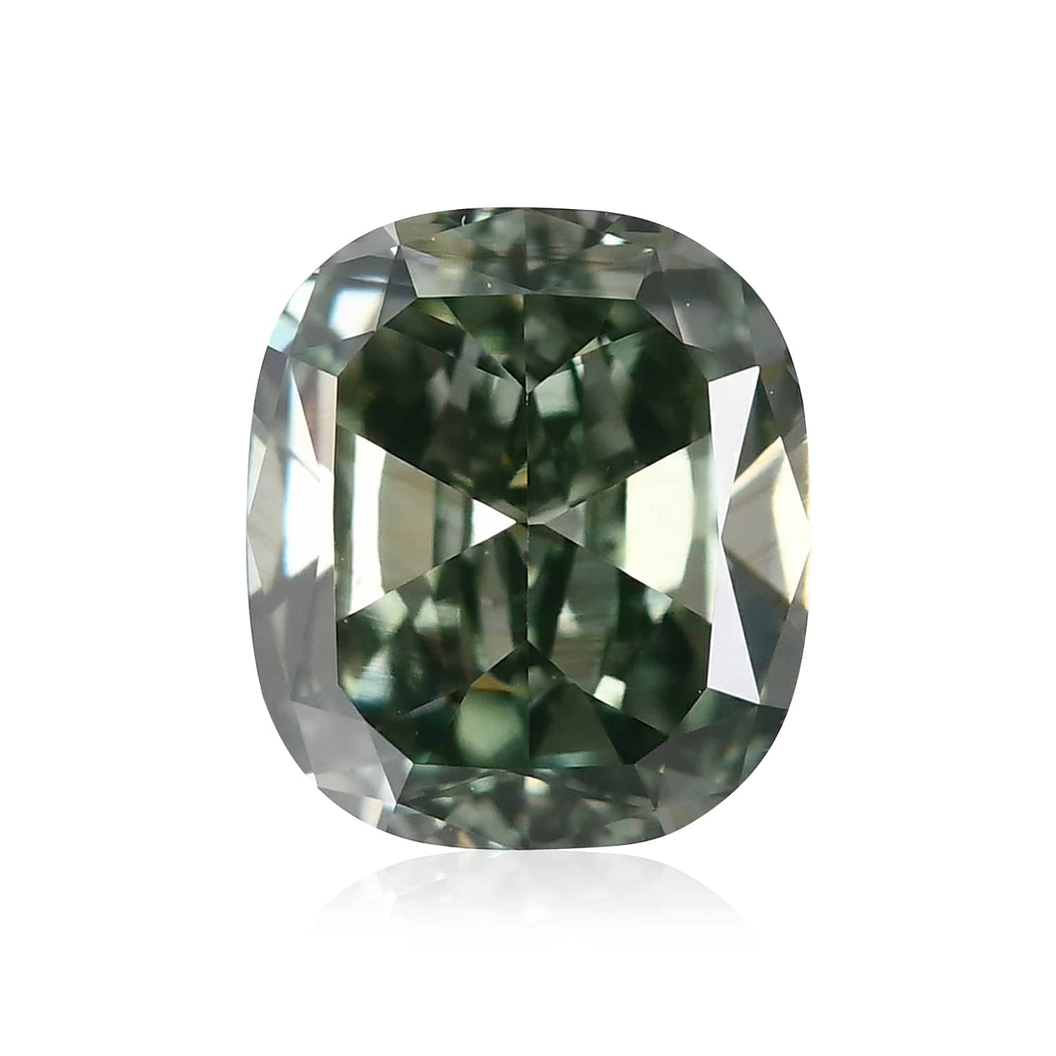 1.04 Carat Fancy Deep Green Cushion Diamond VS2 GIA
