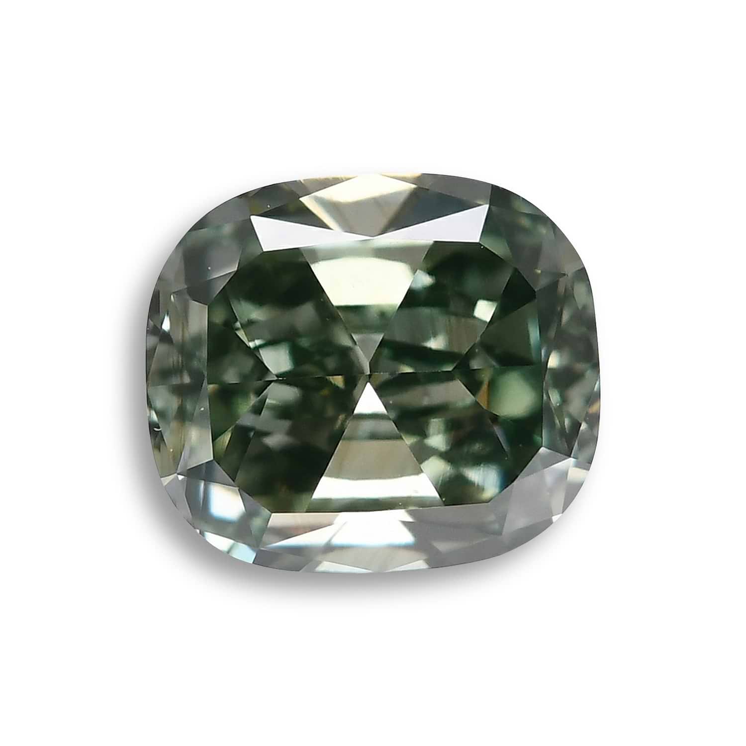 1.04 Carat Fancy Deep Green Cushion Diamond VS2 GIA