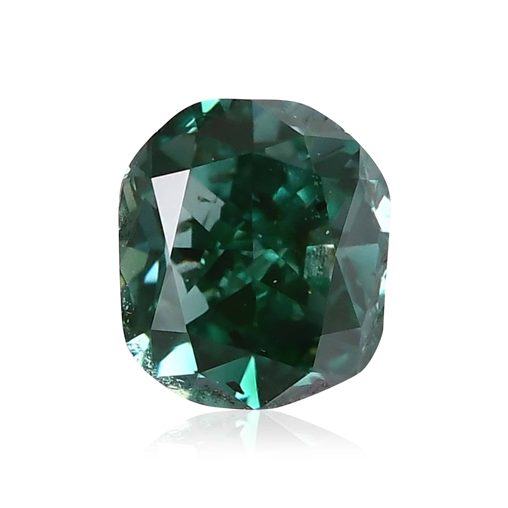 Carat Fancy Deep Bluish Green Cushion Diamond SI2 GIA LEIBISH