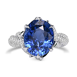 Extraordinary No Heat Oval Sapphire and Diamond Side Stone Ring