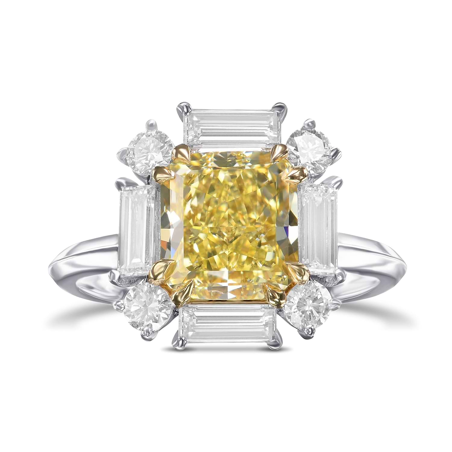 Fancy Yellow Cushion Halo Diamond Ring