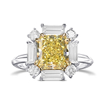 Fancy Yellow Cushion Halo Diamond Ring