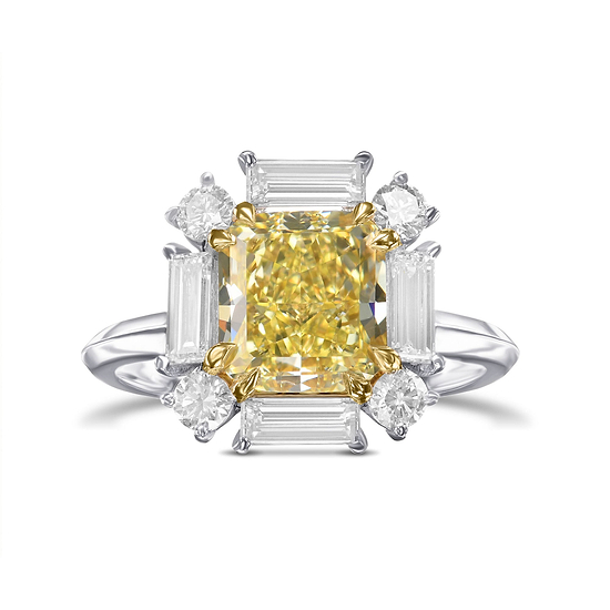 Fancy Yellow Cushion Halo Diamond Ring