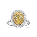 Fancy Intense Yellow Oval Double Halo Diamond Ring